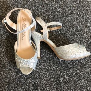 De Blossom Collection Sparkly Heels Silver